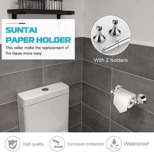 SUNTAI 4-Piece Bathroom Set Adjustable Towel Bar Holder Chrome