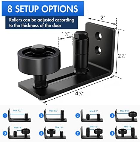 Lvyesea2-Piece Barn Door Bottom Guide Steel POM Matte Black Silent Roller
