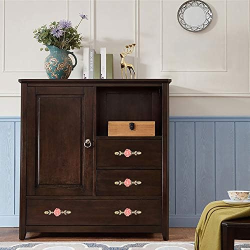 Elegant Rose Cabinet Knobs with Bronze Backplate