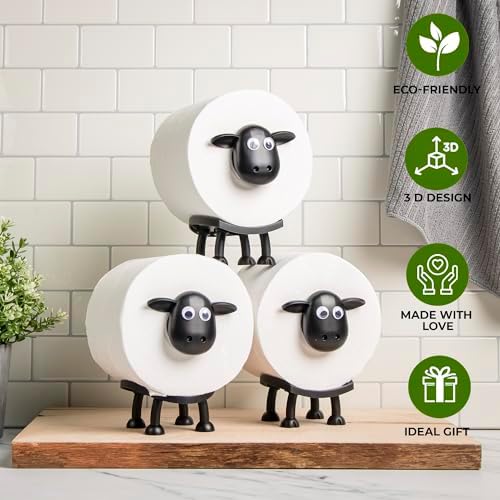 VELENTI Funny Sheep Toilet Roll Holder Set