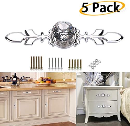 Sumnacon Crystal Glass Decorative Knobs and Pulls for Cabinets Drawers and More Set of 5