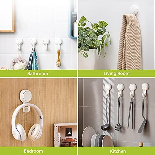 Elegear Suction Cup Shower Hooks for Bathroom and Kitchen 4-Pack