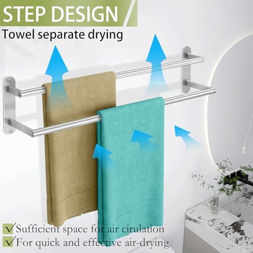 Simple Efficient Double Towel Bar Stainless Steel Bathroom Towel Holder Brushed Nickel