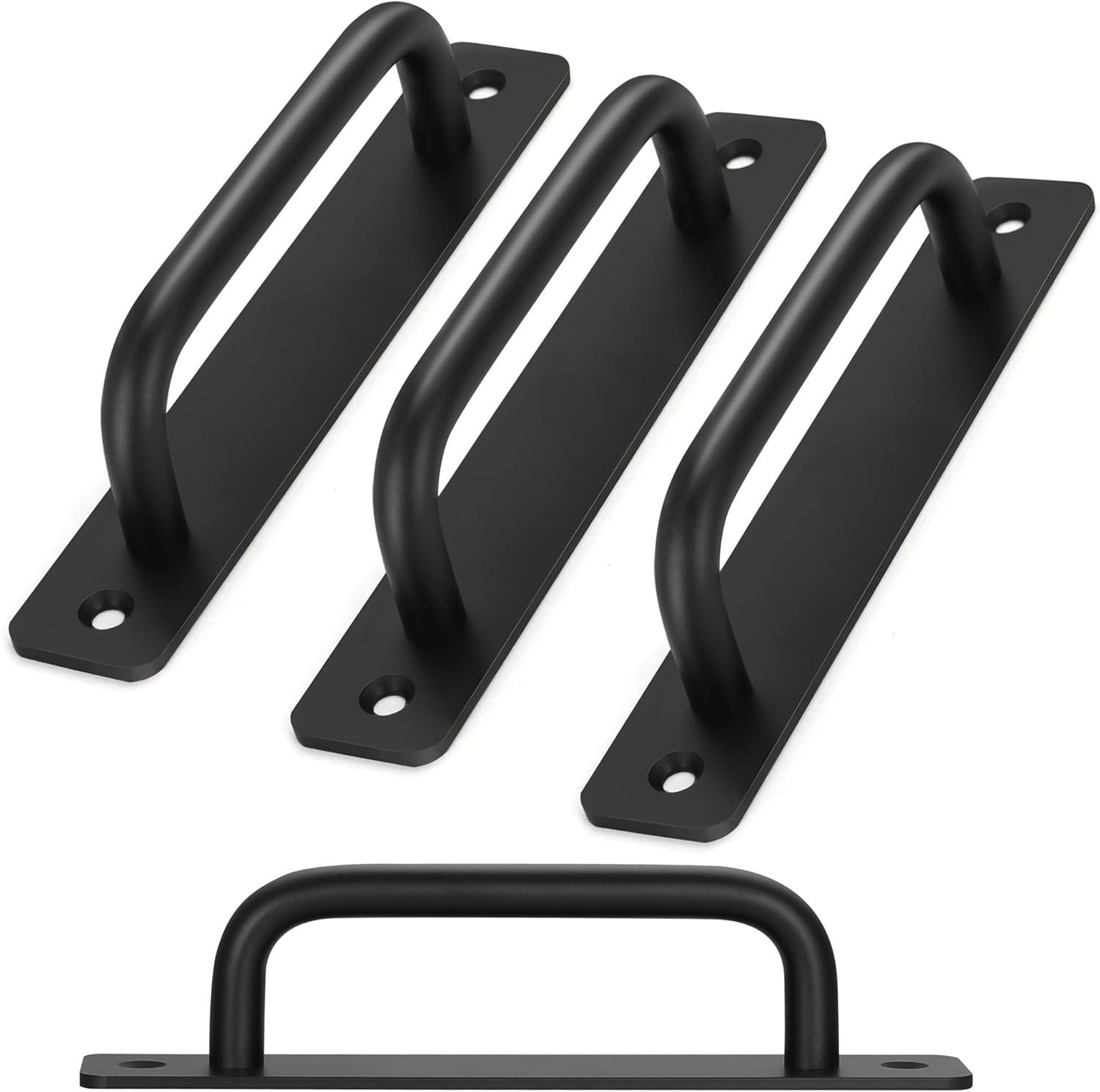 4-Piece Black Barn Door Handles Set Modern aluminium Door Pull for PocketBifold Closet Doors