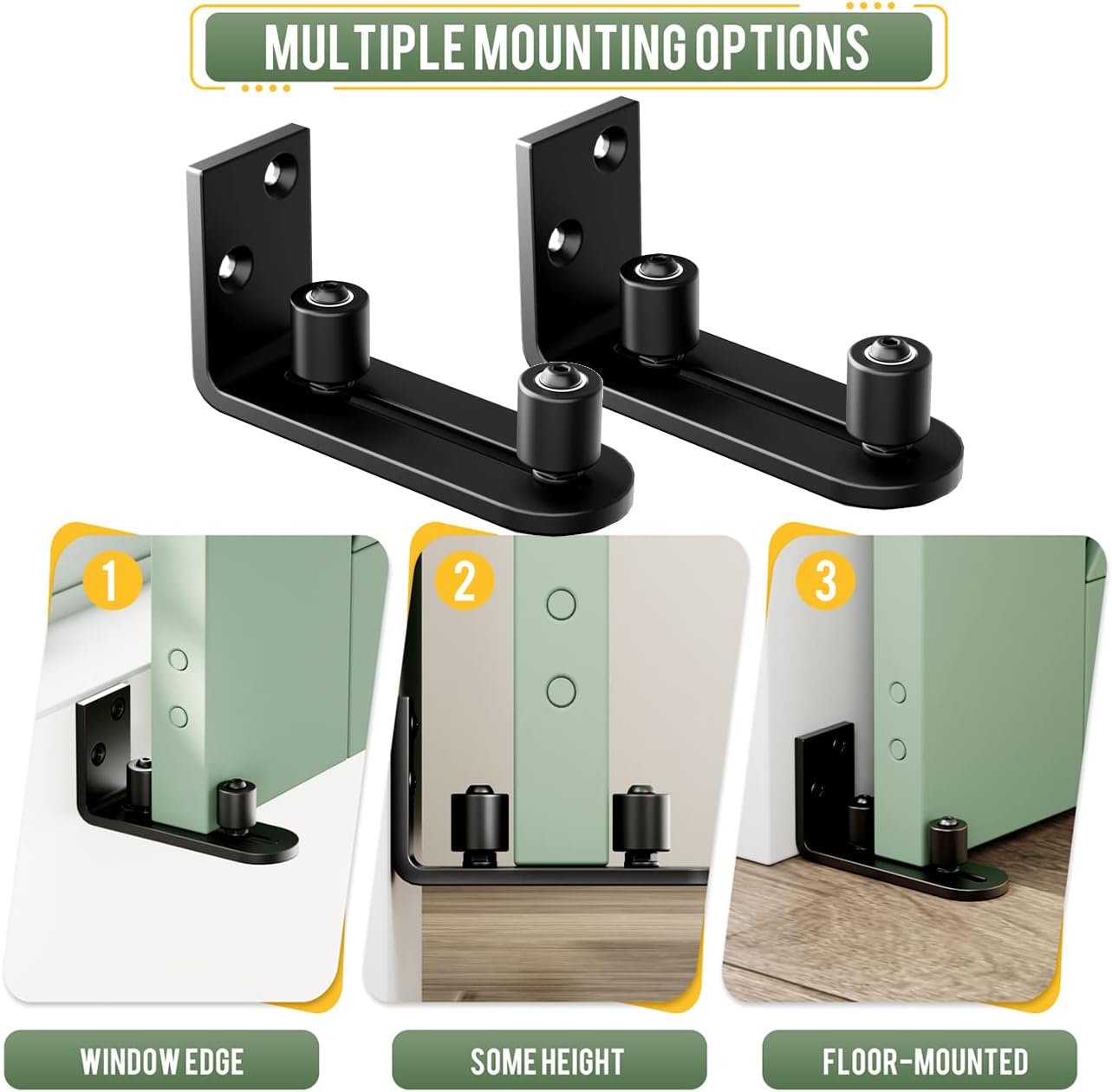 2-Piece Barn Door Guide with Dual Ball bearings Smooth Quiet and Durable by SMARTSMITH
