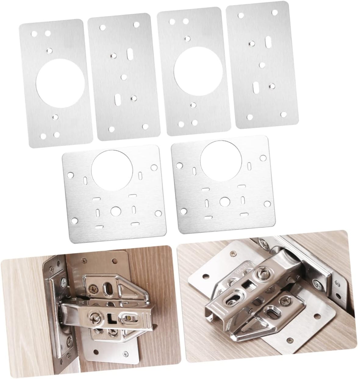 KONTONTY 3 Pack Stainless Steel Repair Plate for Cabinet Hinge Mending Kit Easy Install Sturdy