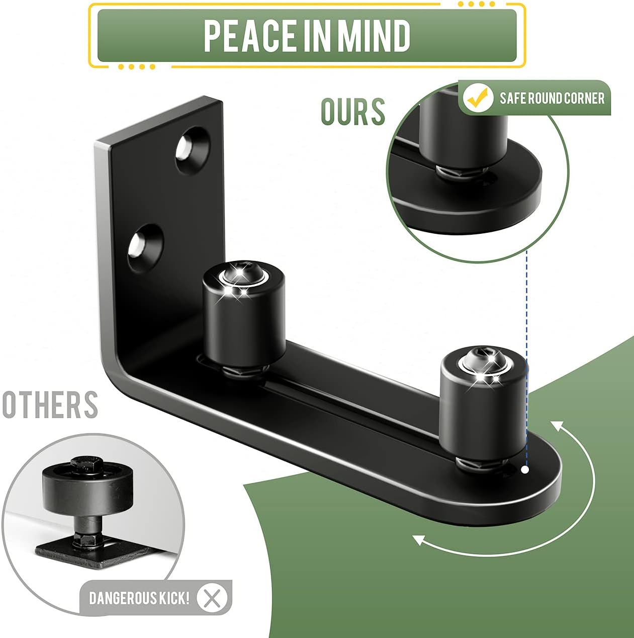 2-Piece Barn Door Guide with Dual Ball bearings Smooth Quiet and Durable by SMARTSMITH