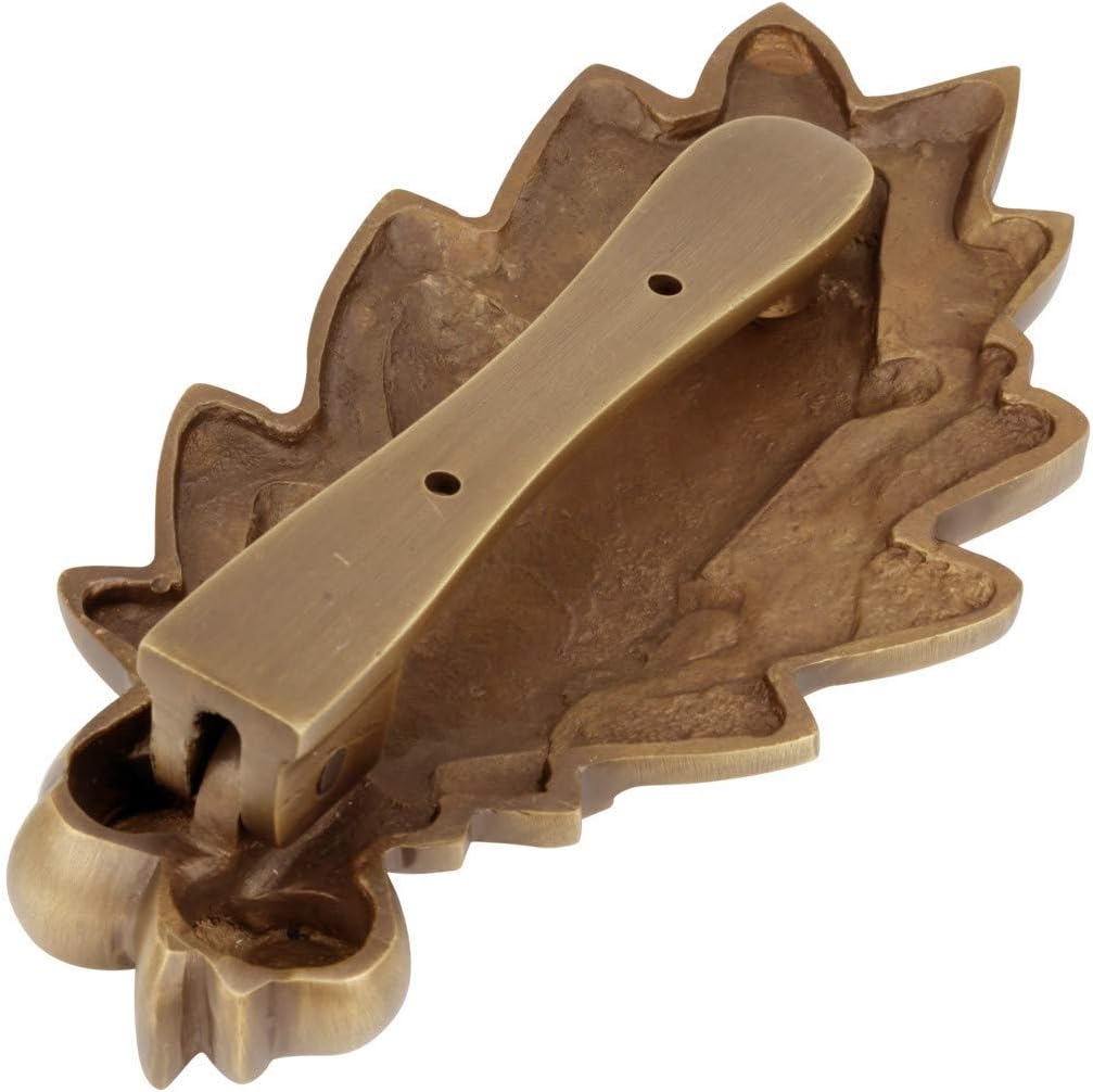 Antique Brass Oak Leaf Front Door Knockers with Mounting Hardware - Heavy Duty Door Hardware