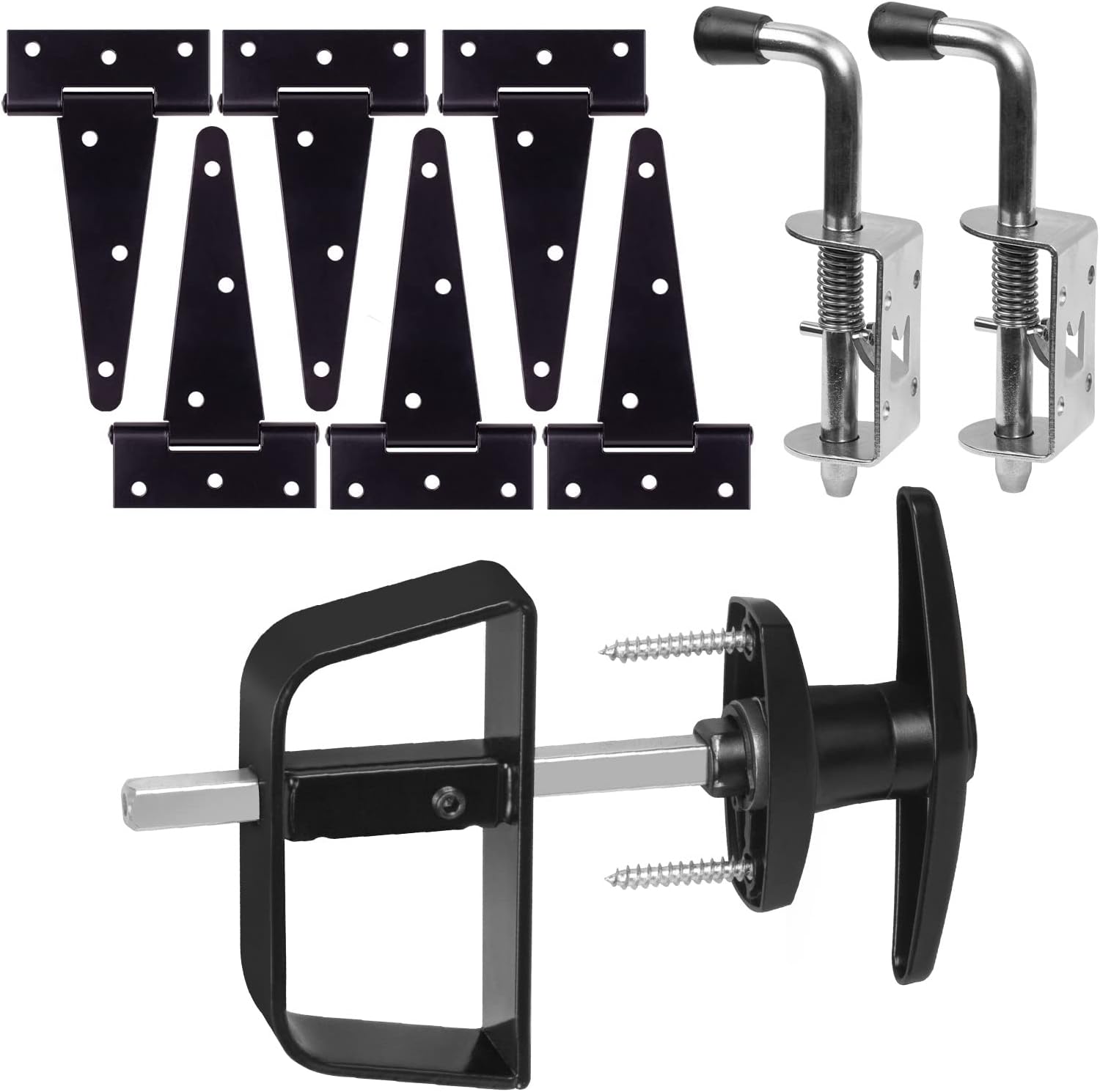 BTEOBFYS 6 T-Hinge Shed Door Complete Kit with T-Handle Lock for Gates and Playrooms