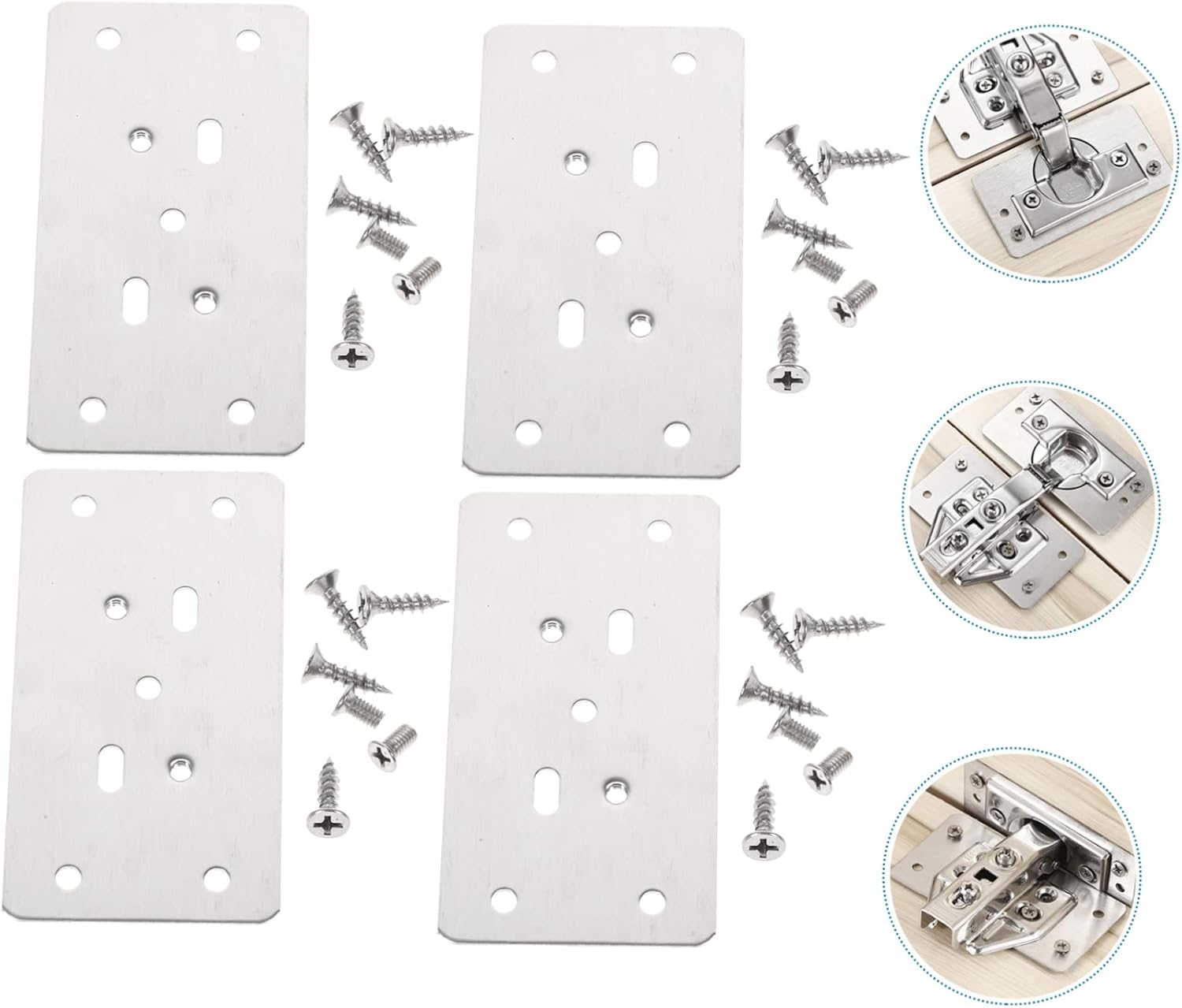 IWOWHERO Stainless Steel Hinge Cover Plate Kit for Doors Drawers and Furniture