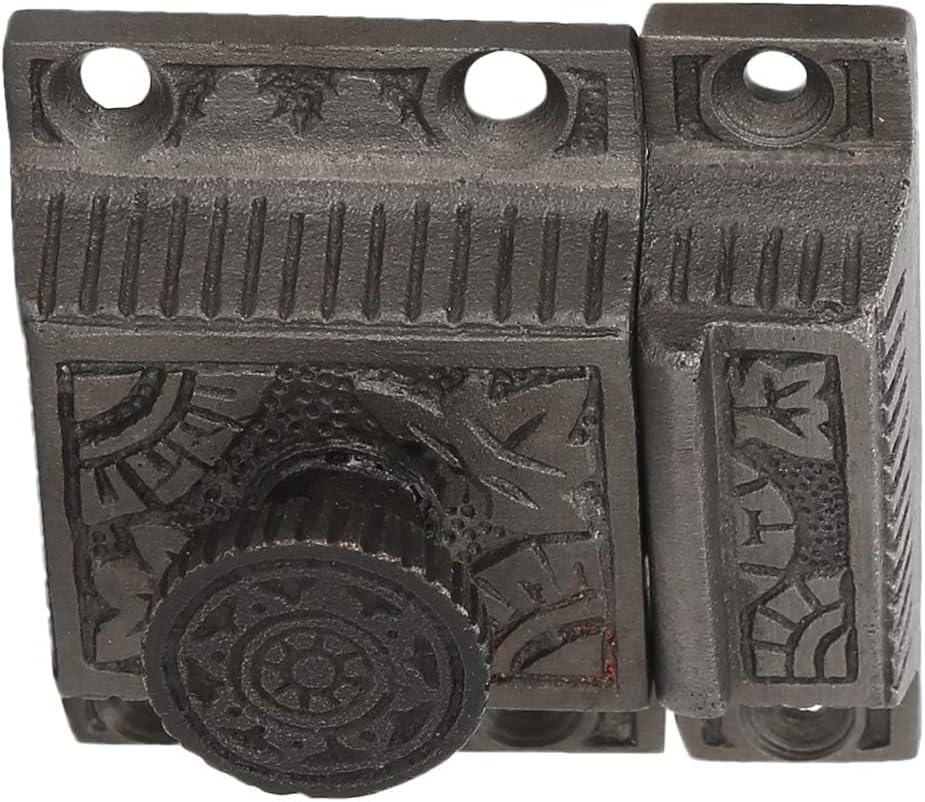 --------Handmade Antique Iron Finish - Secure Closing Cabinet Latch with Windsor Knob Design