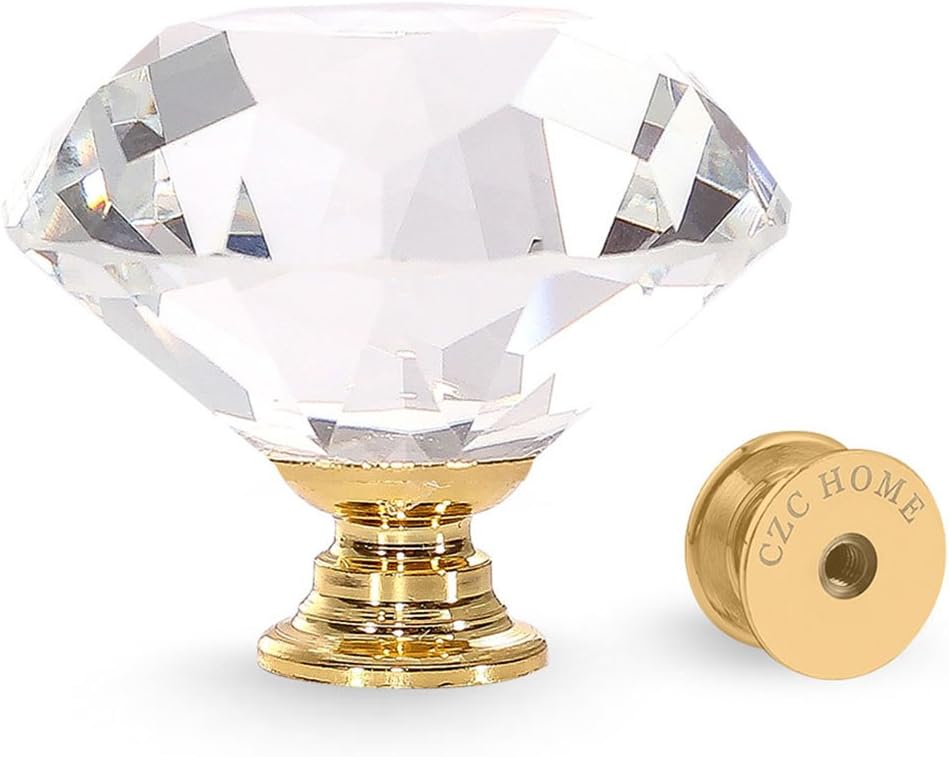 10-Piece Diamond Crystal Glass Pull Handle Cabinet Knobs Aluminum Chrome Plated Waterproof Durable