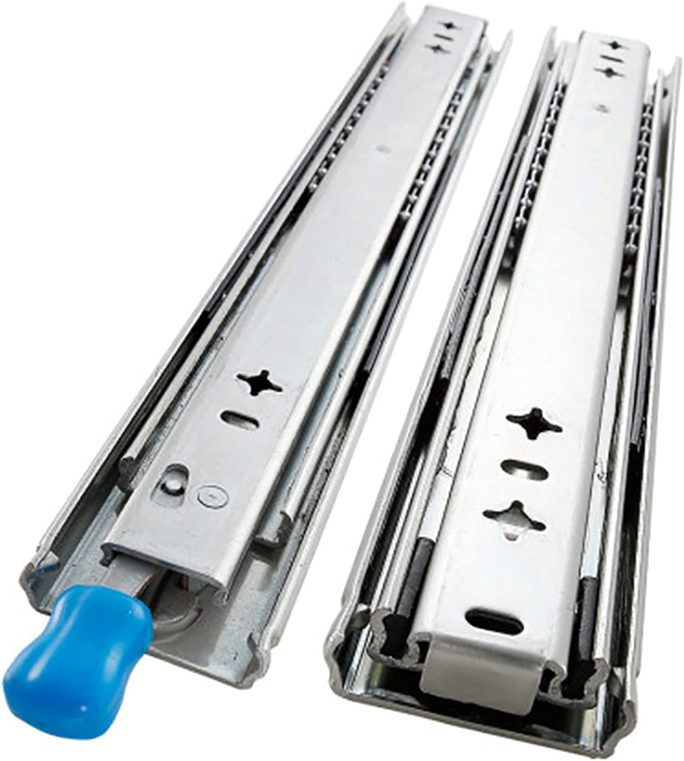 MMCJIES2-Piece Telescopic Guide Rail with Lock for Heavy Duty Drawer Slides Durable Rust-Proof PowerDrawslide 5250D