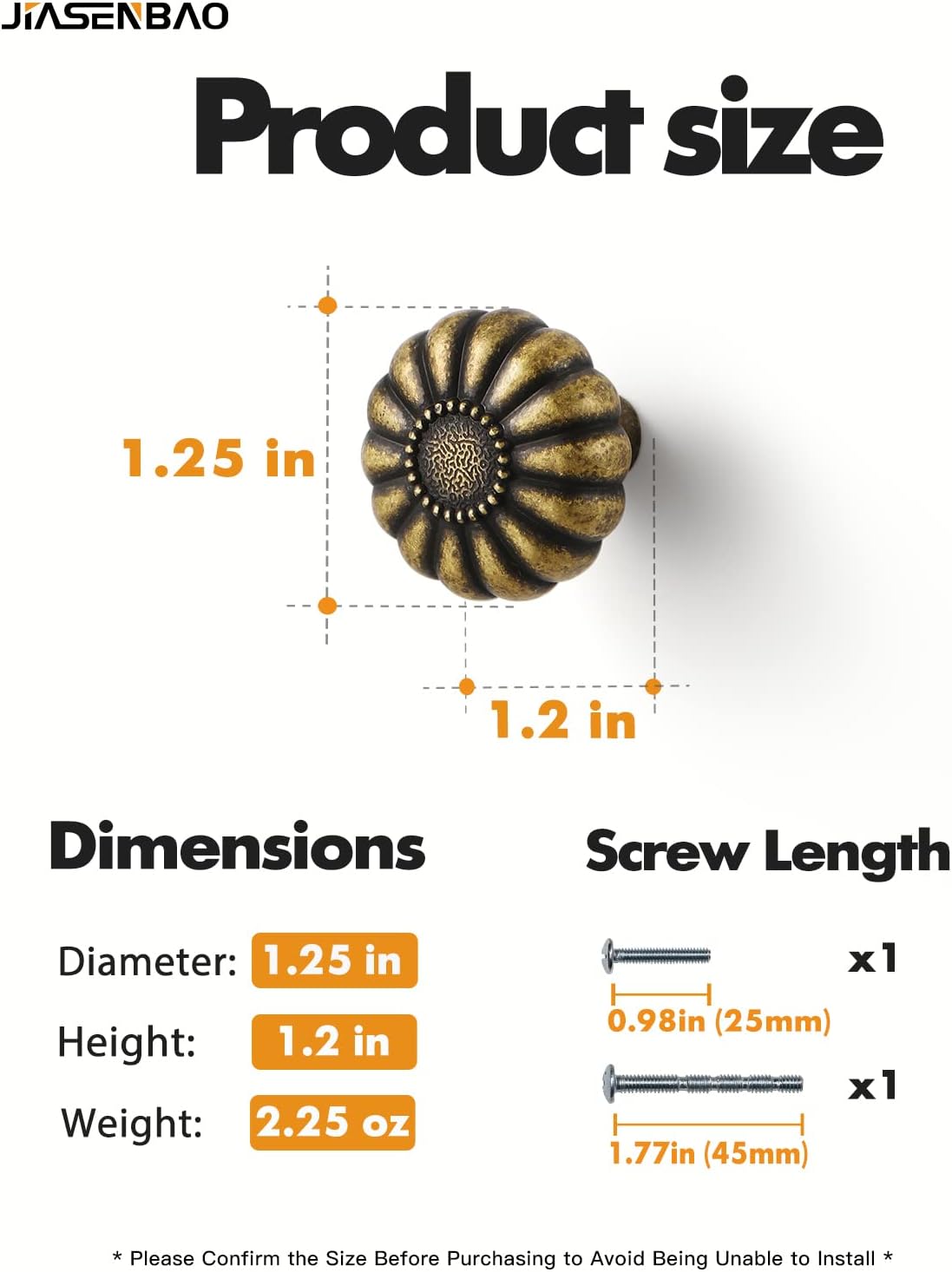 10-Piece Antique Brass Knobs - Uniquely Inspired by Pumpkins Durable and Versatile for Kitchen Bathroom and Closet