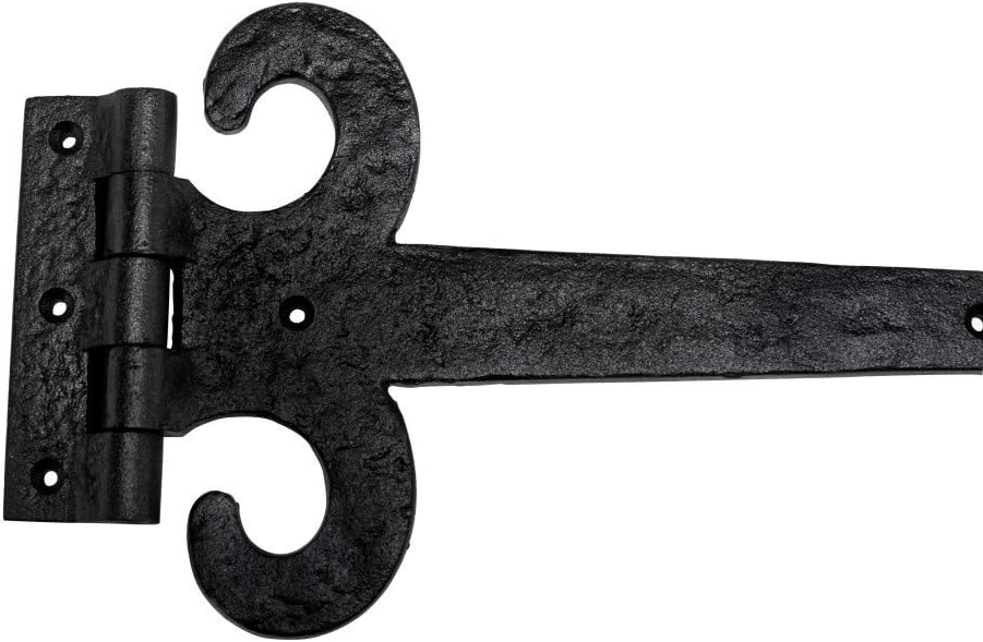 Renovators Supply Manufacturing Black Wrought Iron Fleur De Lis Hinges 18-Inch Pack of 4