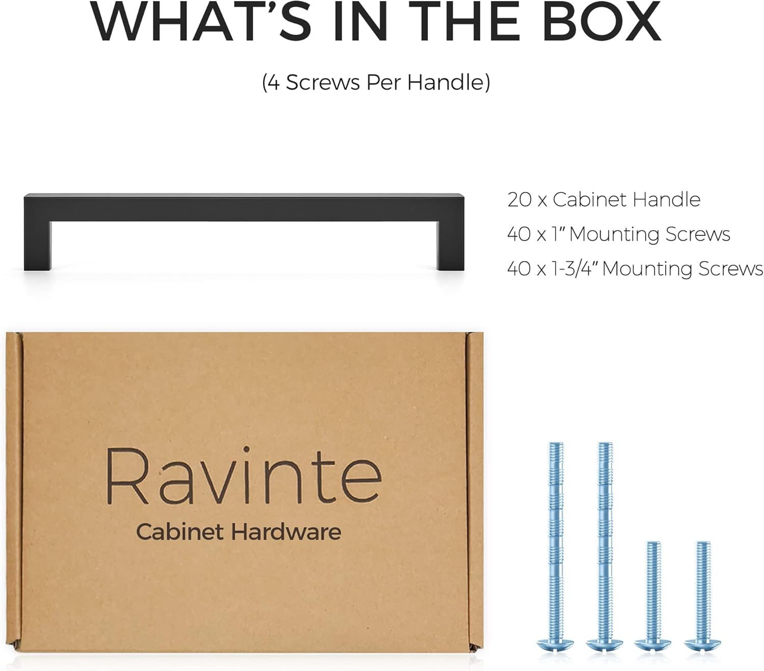 Ravinte Sturdy Kitchen Square Cabinet_pulls Sets 20 Packs 7-12 inches Matte Black Quantity 20