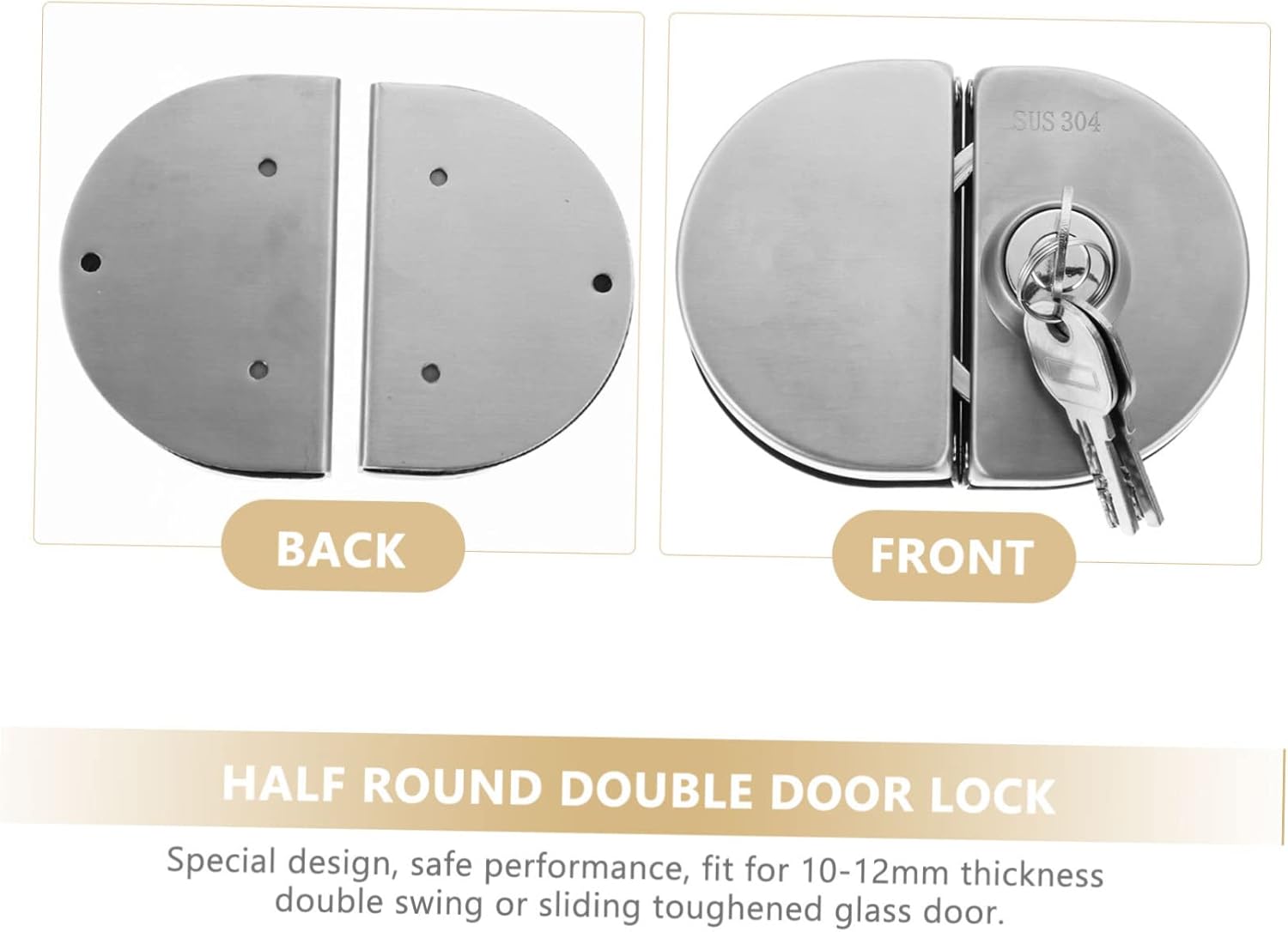 HOMSFOU Compact Weatherproof Surge Protection Lock Pin Bolts for Half-Round Double Door Locks and Cabinets