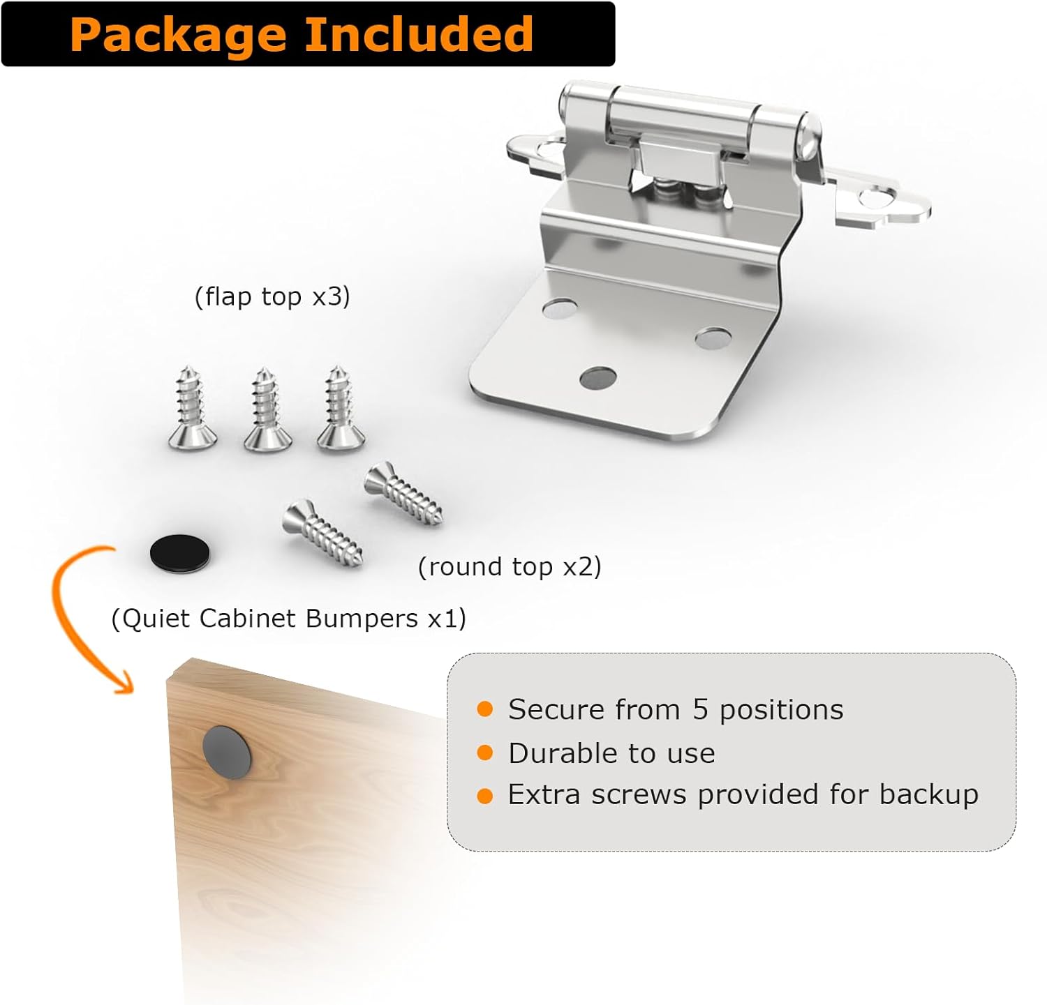 Durable 38-Inch Self-Closing Flush-Face cabinets door hinges Perfect for Home and Kitchen