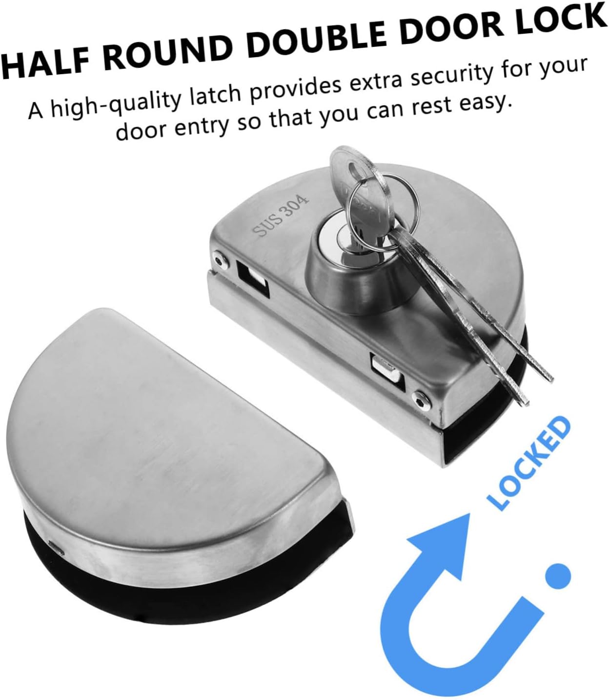 HOMSFOU Compact Weatherproof Surge Protection Lock Pin Bolts for Half-Round Double Door Locks and Cabinets