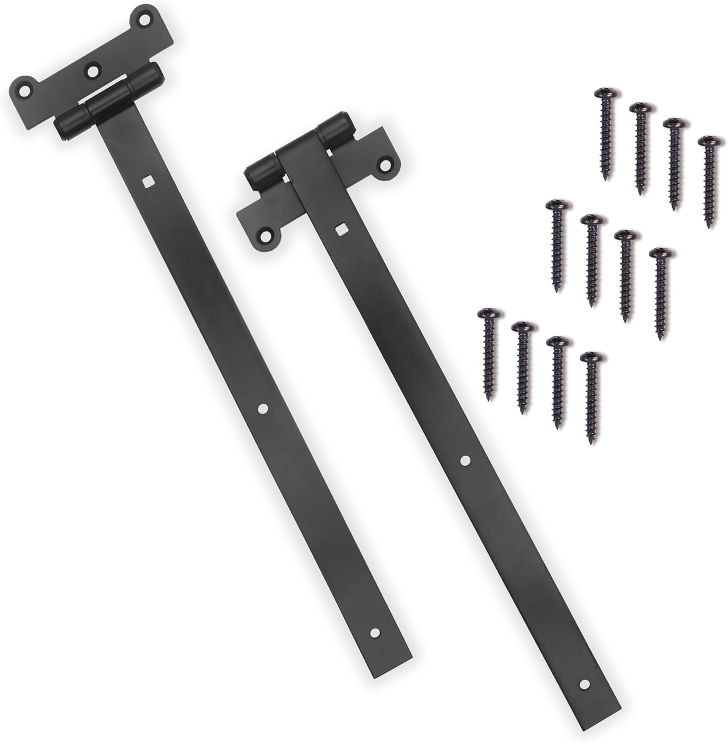 DIYWorld Black Door Hinges Set of 2 18-Inch Hinges Matte Black Heavy Duty