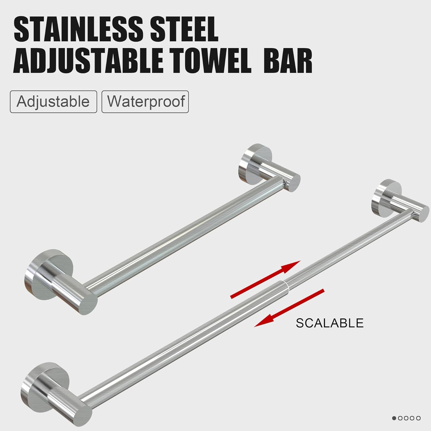 Adjustable 304 Stainless Steel Towel Bar for Bathroom Sturdy and Rust-Proof Towel Holder