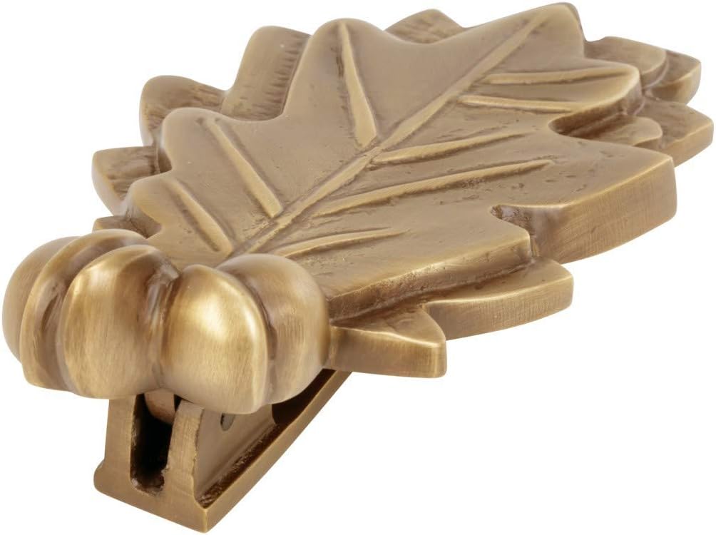Antique Brass Oak Leaf Front Door Knockers with Mounting Hardware - Heavy Duty Door Hardware