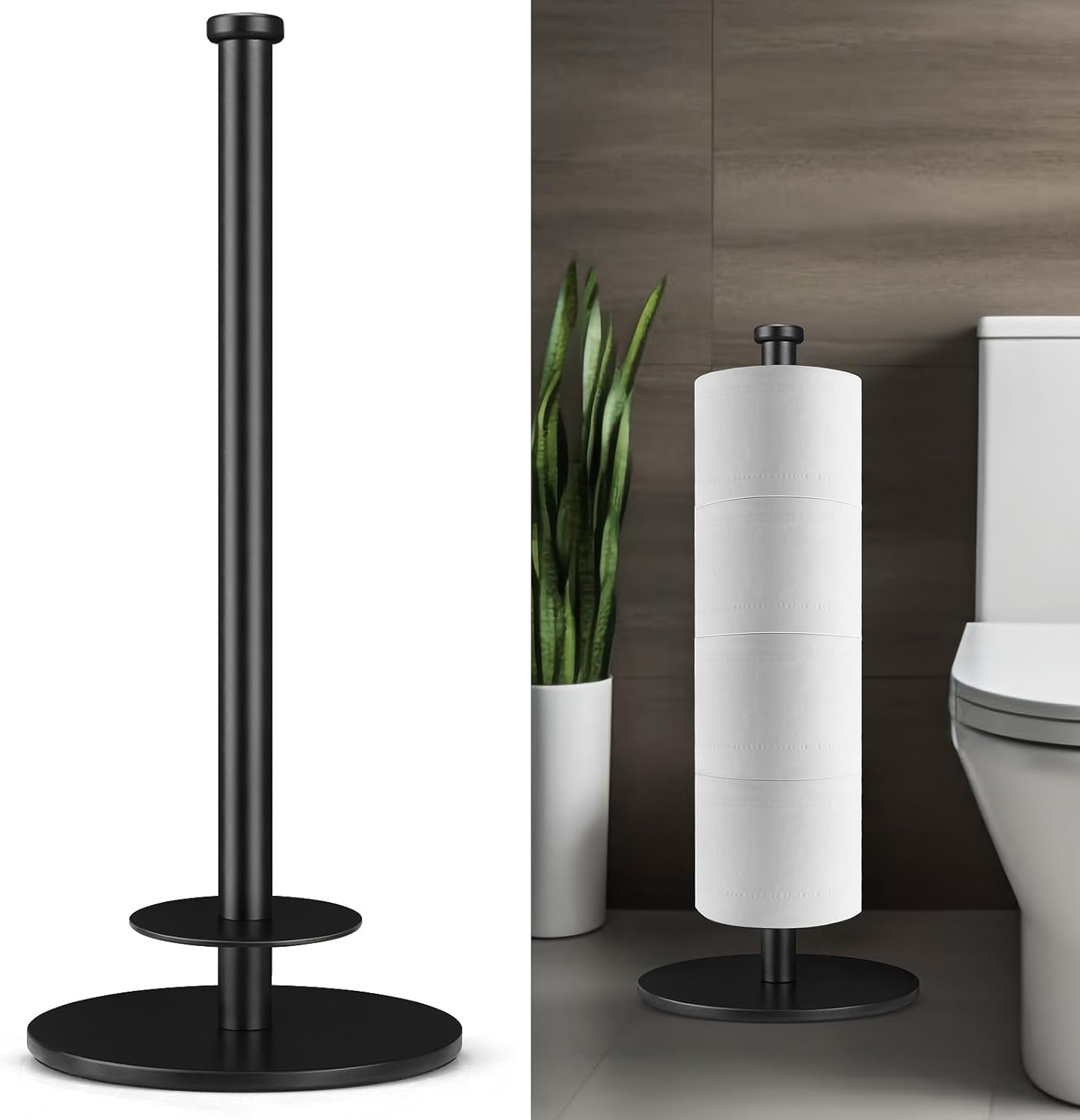 Carry Clean -Weighted Toilet Paper HolderSturdy 4 Roll Storage Stand Water Resistant for Home Bathroom