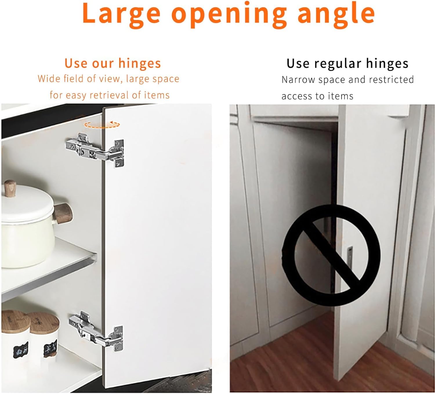 165-Degree 2-Piece Hinges for Cabinet Corners Kitchen Doors