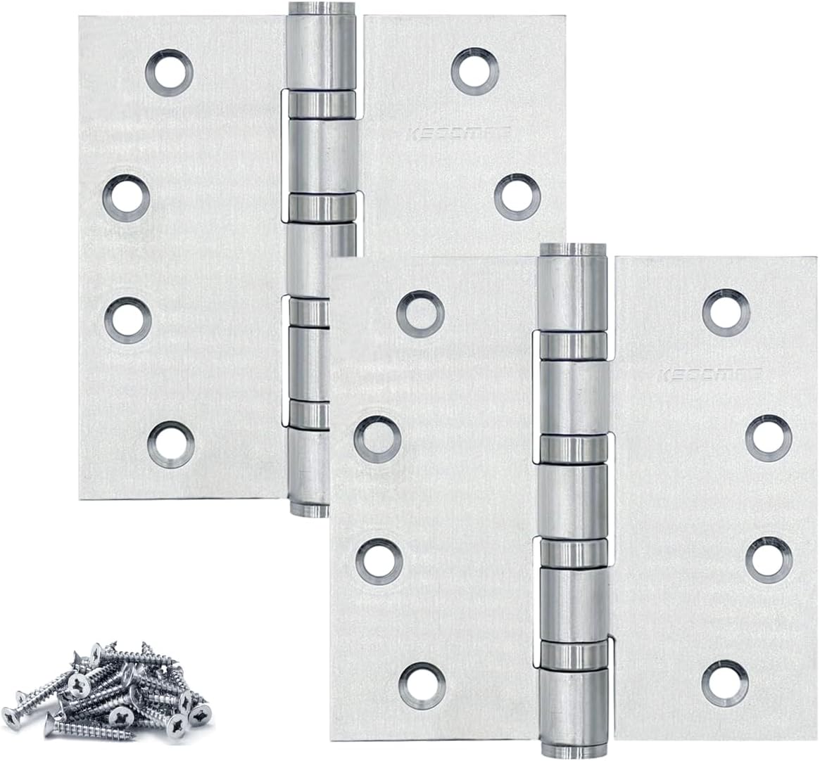 KSDCMRS304 Stainless Steel Door Hinges 2Pack 4 101mmx4 101mm Square Corner Heavy Duty Ball Bearing Hinges Silver