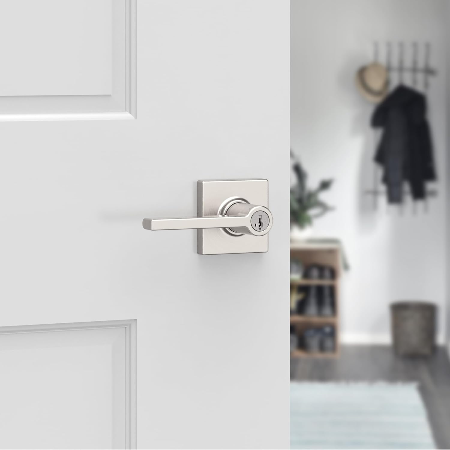 Kwikset Casey Entry Door Handle Smart Secure Easy to Install Perfect for Front Entrance Bedrooms