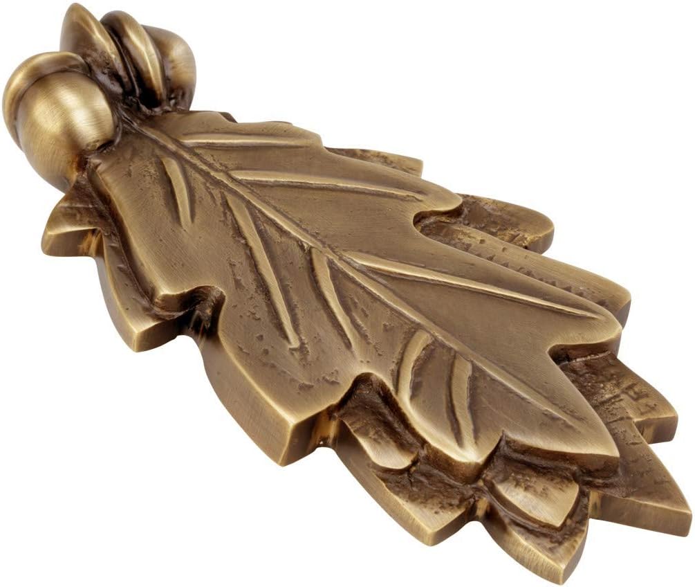 Antique Brass Oak Leaf Front Door Knockers with Mounting Hardware - Heavy Duty Door Hardware