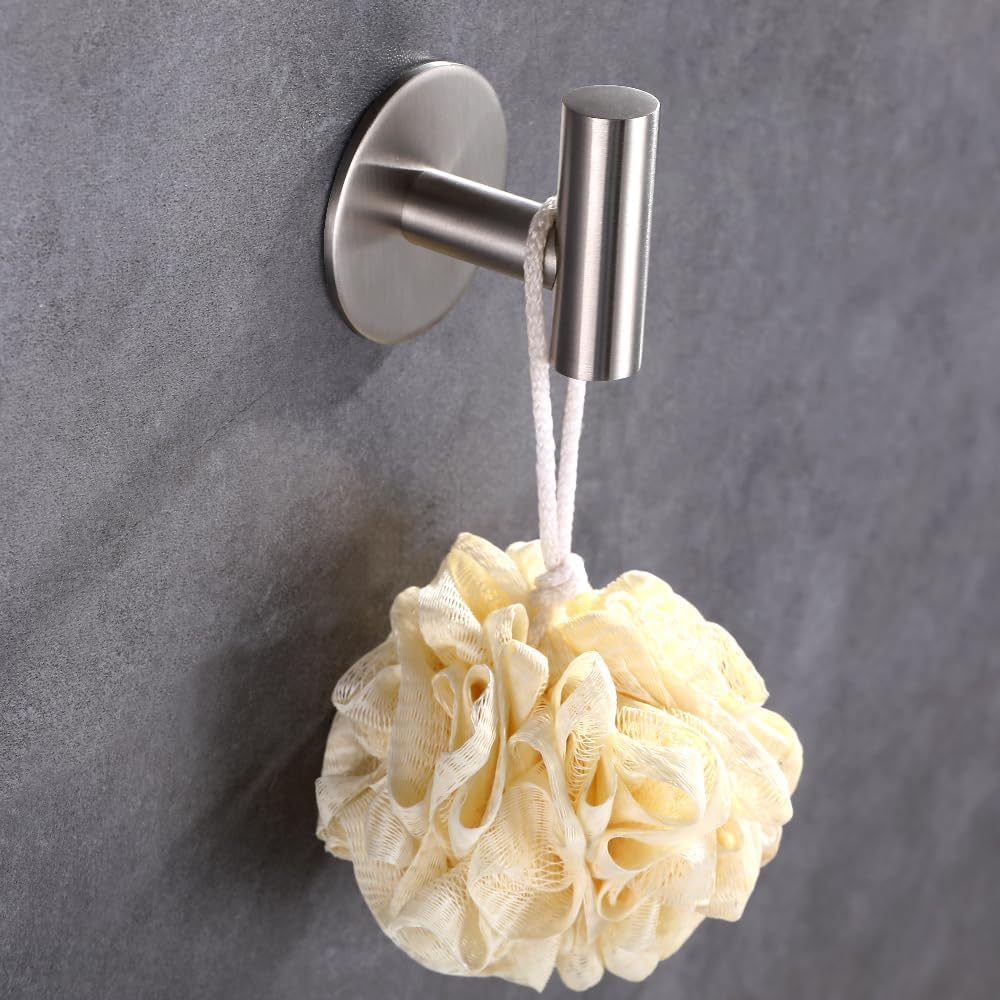 ZuvkySelf-Adhesive Stainless Steel Towel Hook Heavy Duty Bathroom Kitchen Storage Solution Silver