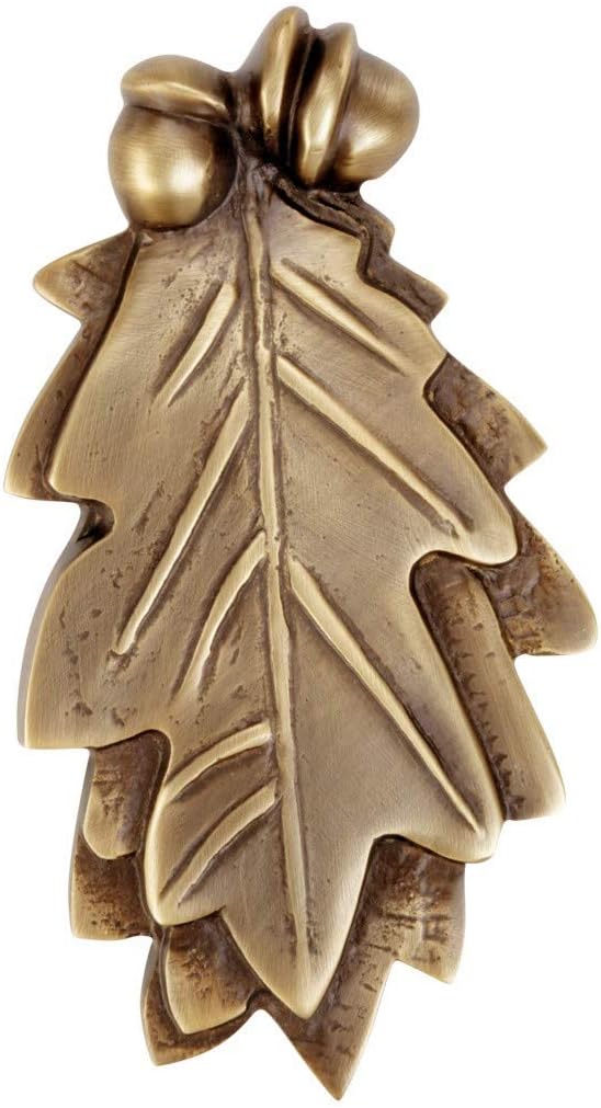 Antique Brass Oak Leaf Front Door Knockers with Mounting Hardware - Heavy Duty Door Hardware