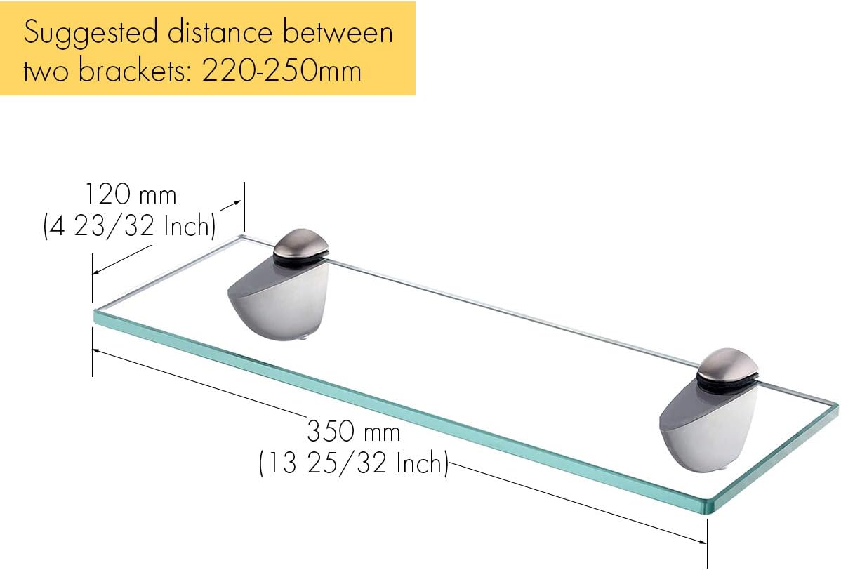 Kes Bathroom Glass Shelf Extra Thick Tempered Glass Organizer Shelf for Kids Safe Durable
