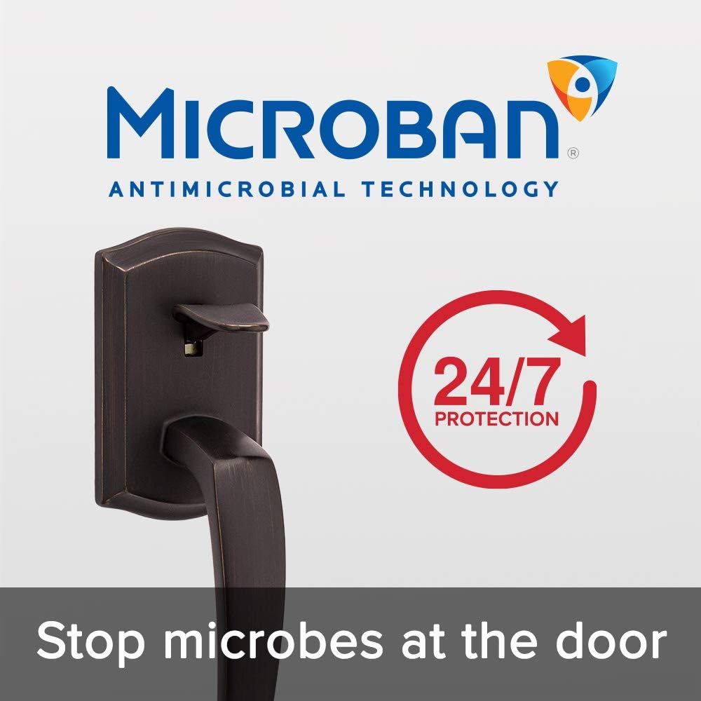 Kwikset Prescott Front Door Handle Set with Reversible Lever Non-Locking Venetian Bronze