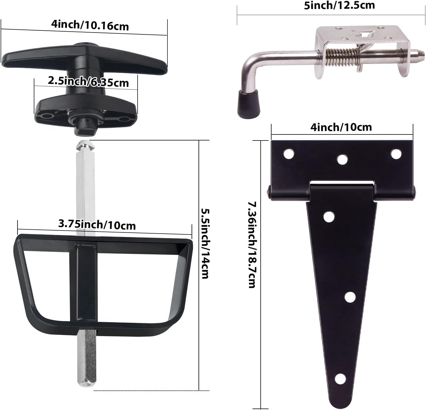 BTEOBFYS 6 T-Hinge Shed Door Complete Kit with T-Handle Lock for Gates and Playrooms