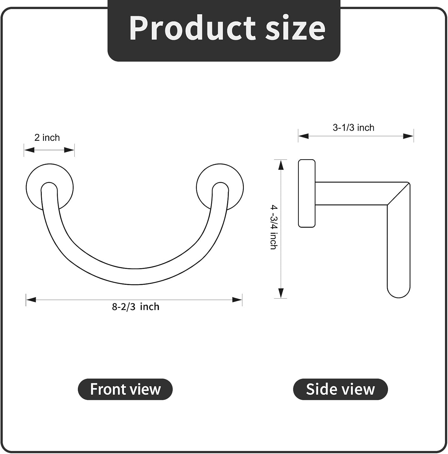 HouseAid - Stainless Steel Towel Holder Modern Bathroom Towel Ring for Hand Face Removal Wall-Mounted Matte Black