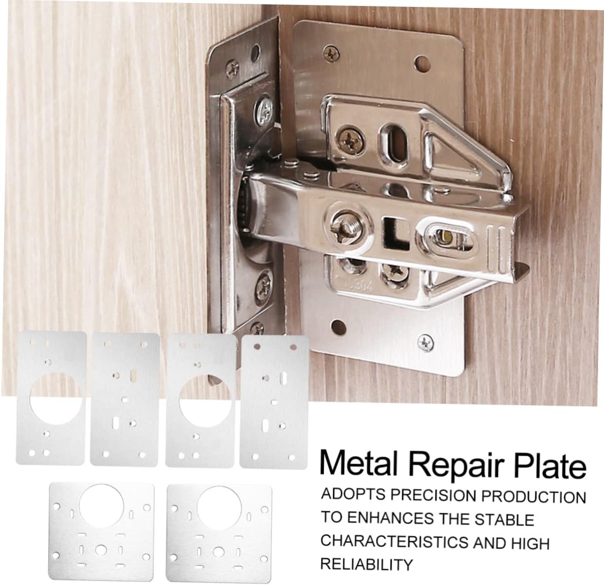KONTONTY 3 Pack Stainless Steel Repair Plate for Cabinet Hinge Mending Kit Easy Install Sturdy