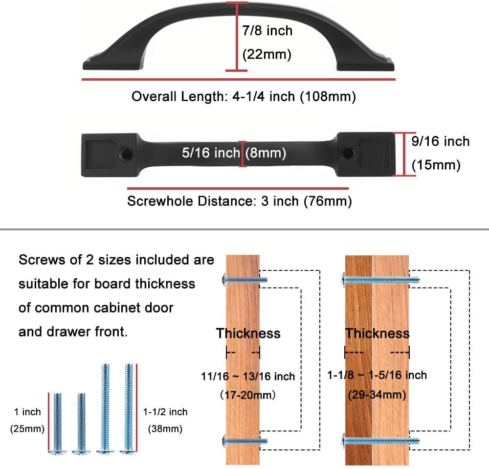 KOOFIZO Square Foot Craftsman Cabinet Bow Pull - Oil Rubbed Bronze 3 76mm x 10-Pack