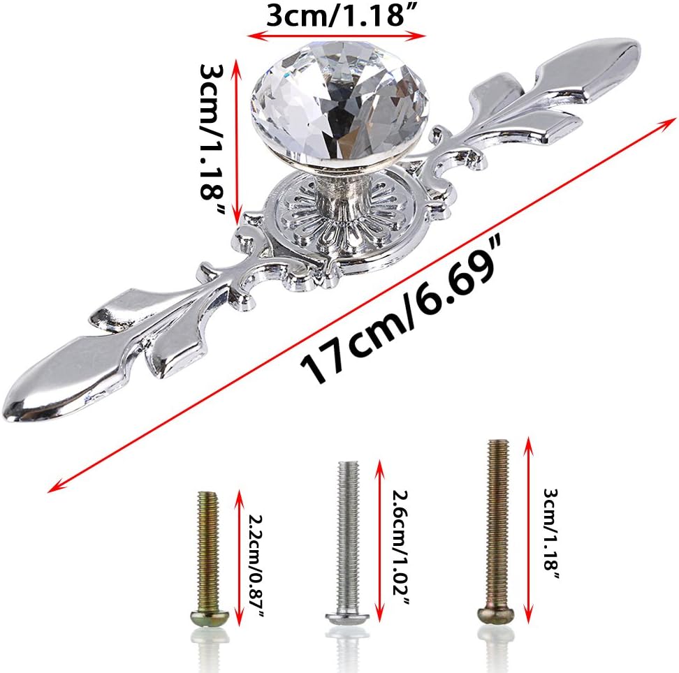 Sumnacon Crystal Glass Decorative Knobs and Pulls for Cabinets Drawers and More Set of 5