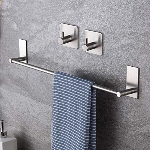 16-inch Stainless Steel Towel Bar with 2 Pack Sticky Hooks