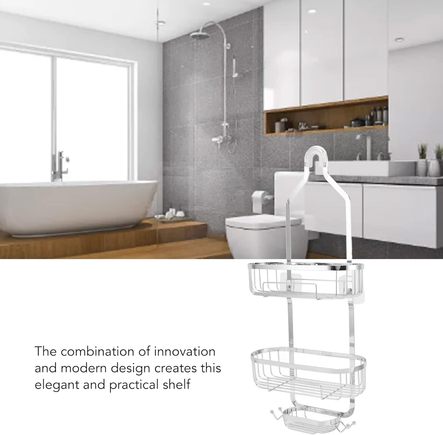 MIFDYUmetal iron wall mounted bathroom basket sturdy storage solution for ceramic tiles marble metal and glass surfaces