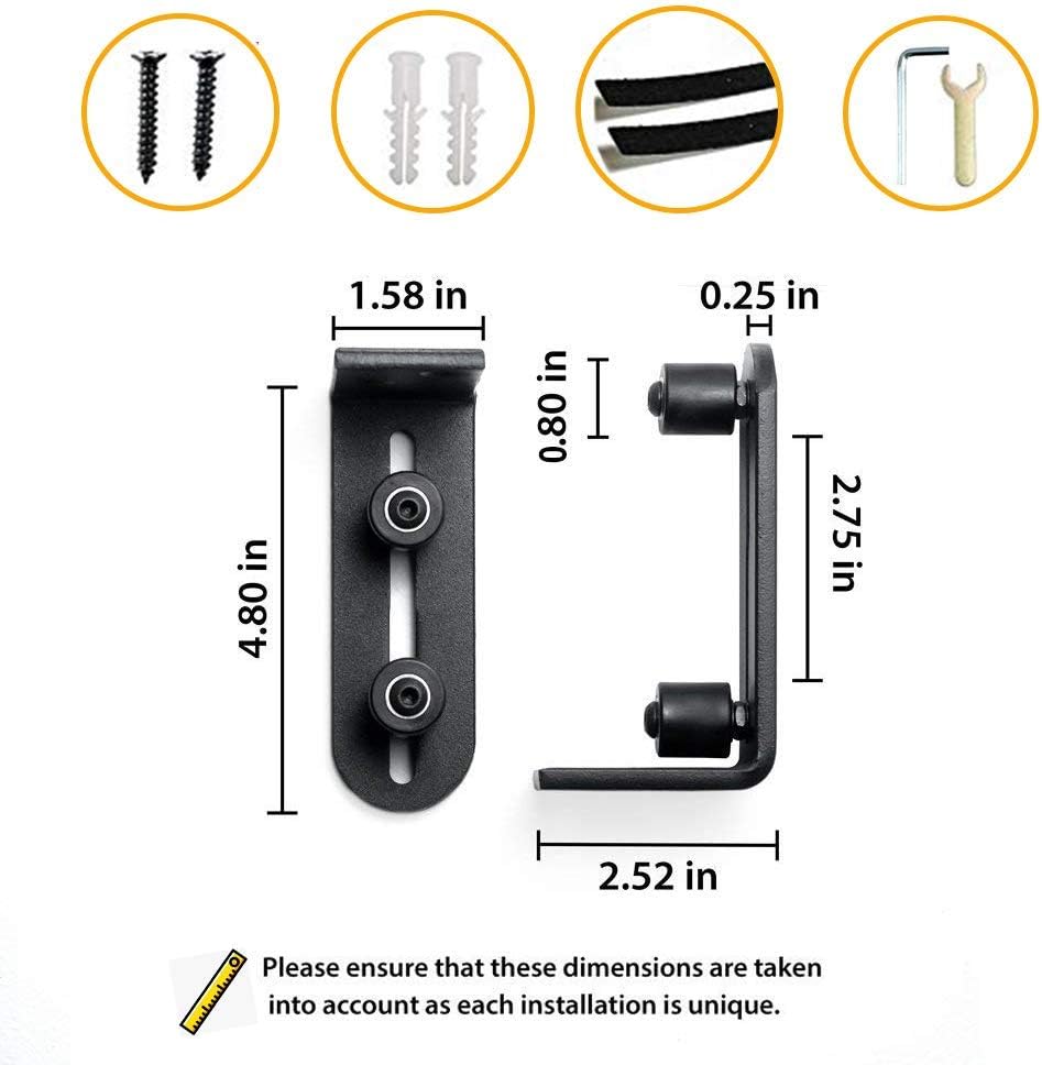 2-Piece Barn Door Guide with Dual Ball bearings Smooth Quiet and Durable by SMARTSMITH