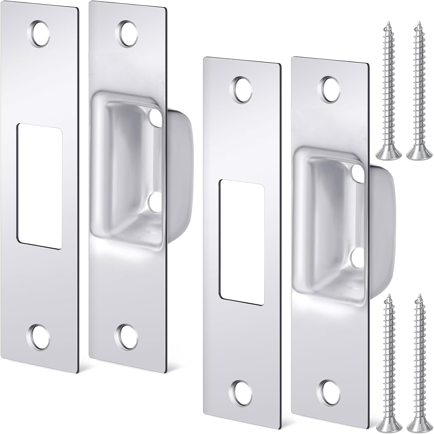2-Piece Door Strike Plate Set for mortise Locks and Doors Chrome-plated Security
