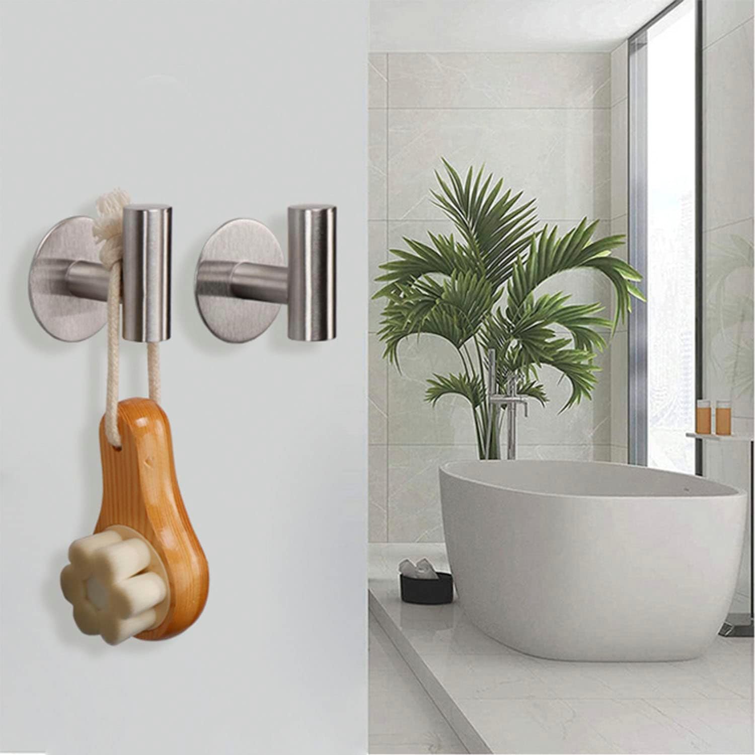 Quick Installation Strong Durable Bath Towel Hook 304 Stainless Steel Self-Adhesive No Drilling 3 Pack