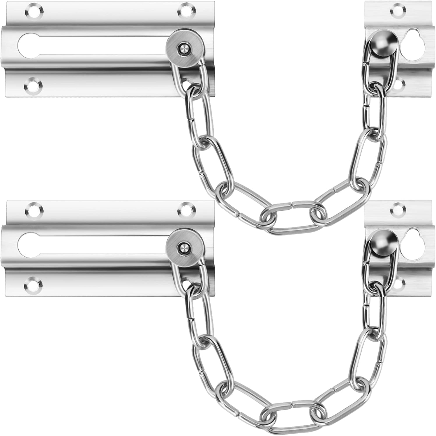 2-Package Door Chain Lock Stainless Steel Door Lock Set with 12 Screws