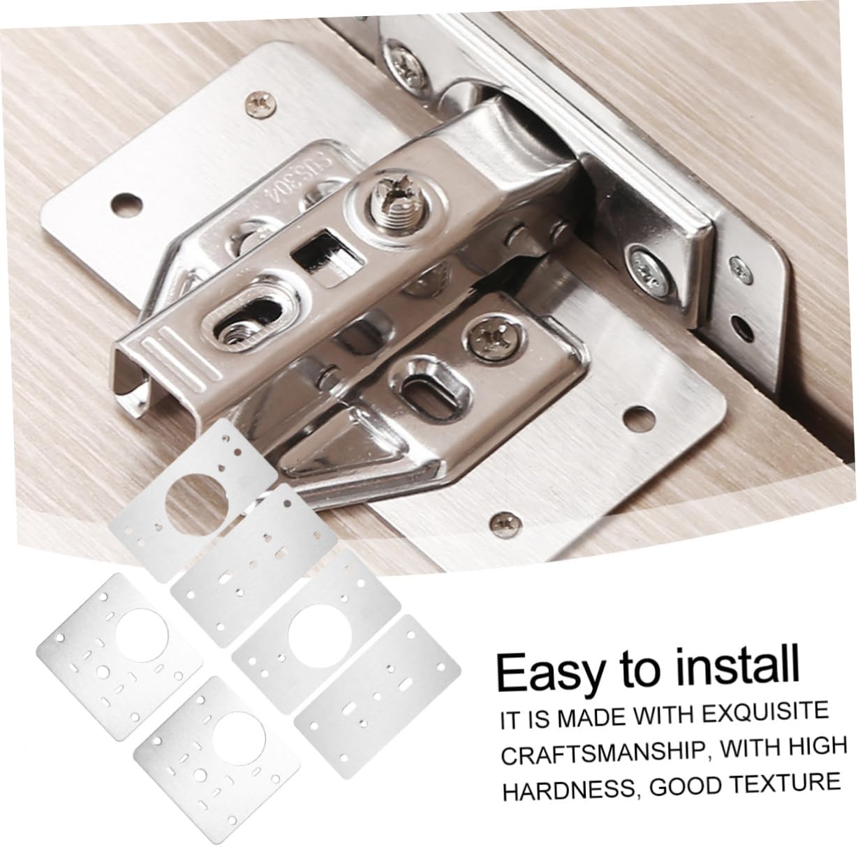 KONTONTY 3 Pack Stainless Steel Repair Plate for Cabinet Hinge Mending Kit Easy Install Sturdy