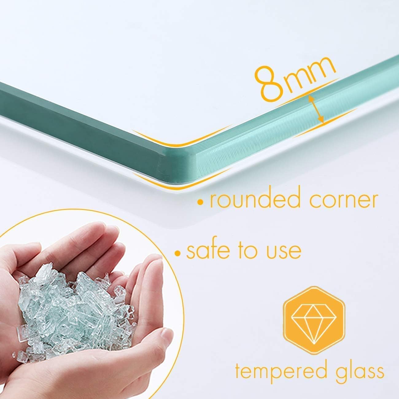 Kes Bathroom Glass Shelf Extra Thick Tempered Glass Organizer Shelf for Kids Safe Durable