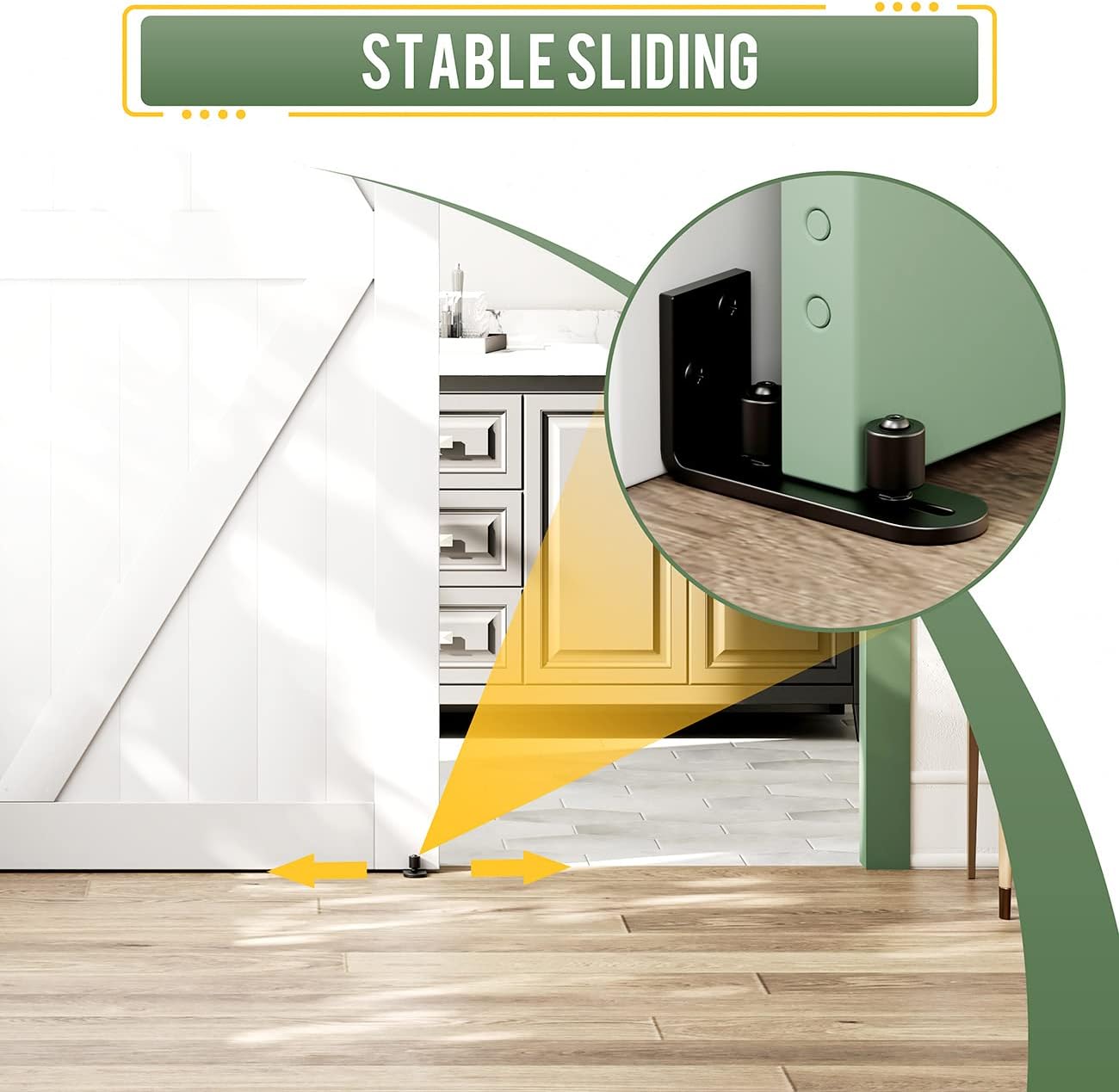 2-Piece Barn Door Guide with Dual Ball bearings Smooth Quiet and Durable by SMARTSMITH