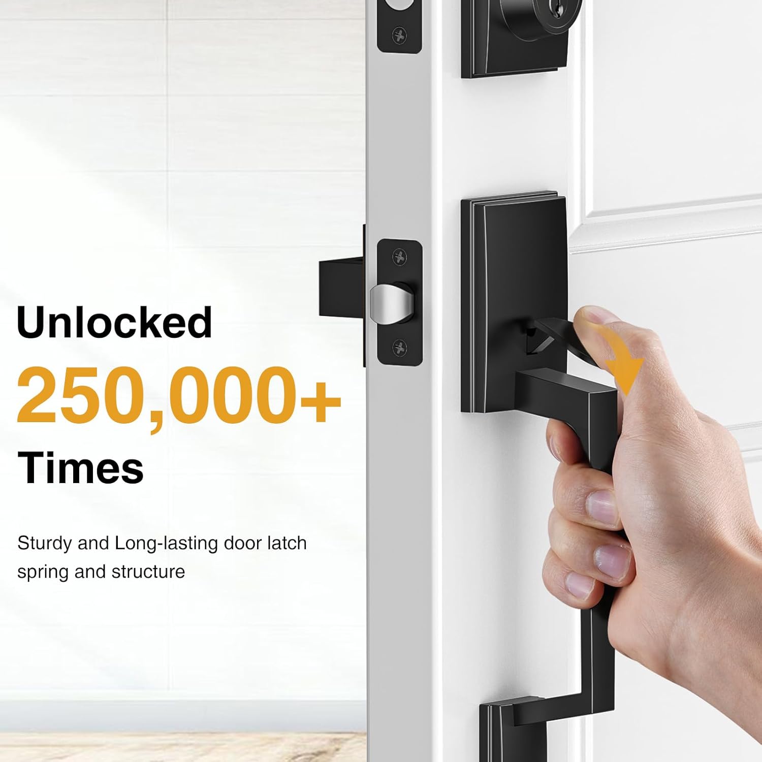 Brightify Matte Black Adjustable Door Handle Set with Reversible Lever for LeftRight Doors